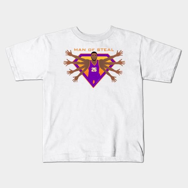 Phoenix Suns Man of Steal Kids T-Shirt by CraigAhamil